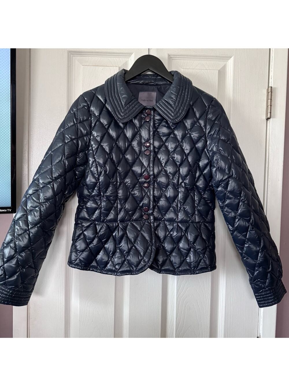 Feather Down Gabne Ibis Quilted Puffer Navy Jacket M